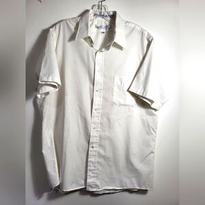 Van Heusen Editions white half sleeve dress shirt men's 16.5  #2021